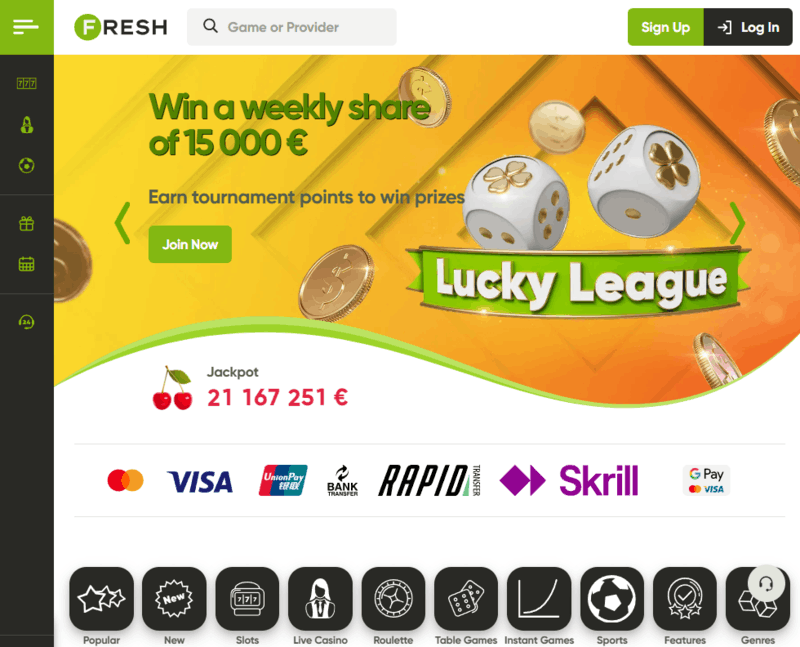 Fresh Casino ametlik koduleht