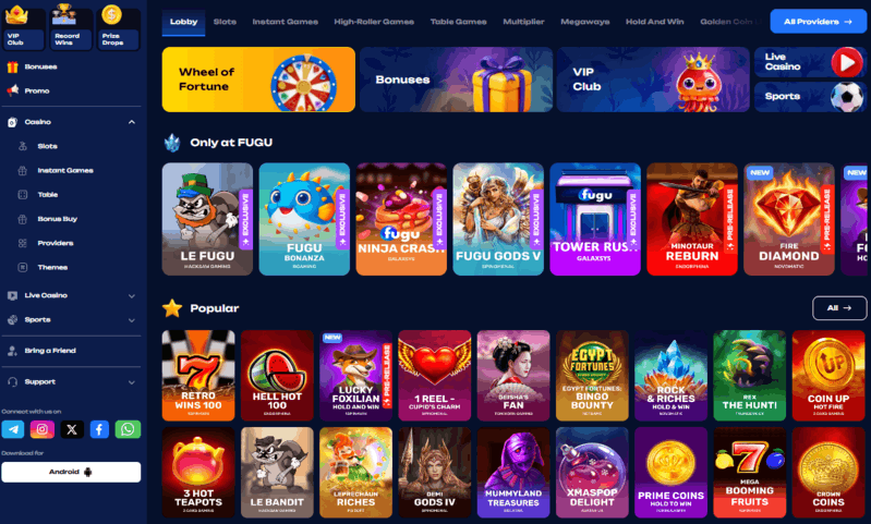 Mängud Fugu Casinos