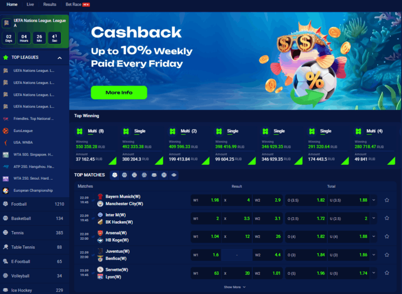 Spordiennustus Fugu Casinos